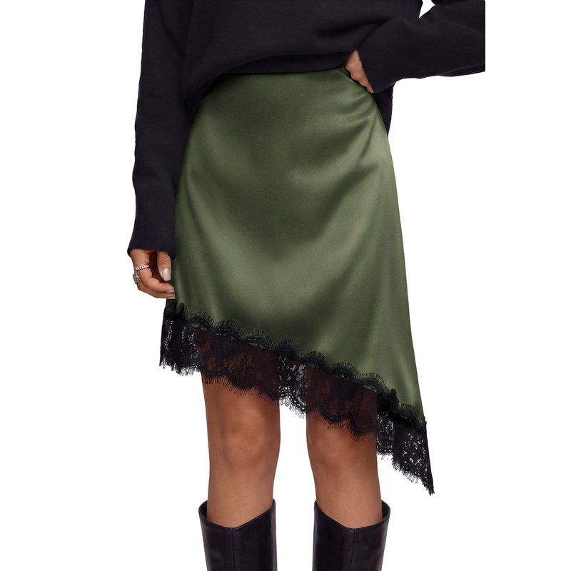 Satin Mini Skirts for Women 2026 Lace Fall Skirt | Asymmetrical Lace Trim Hem