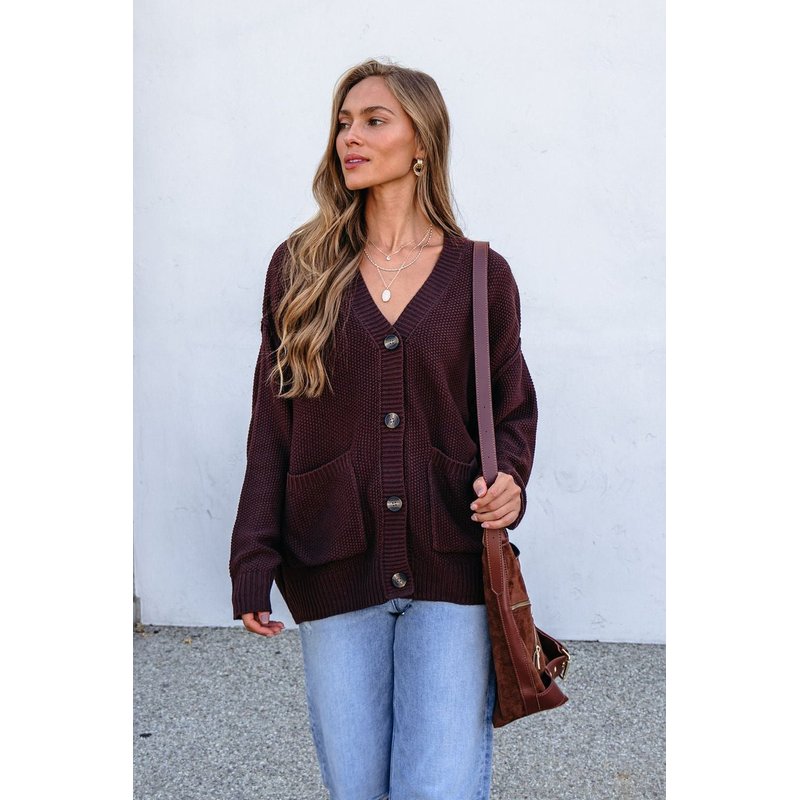 Dark Brown Button Down Cardigan