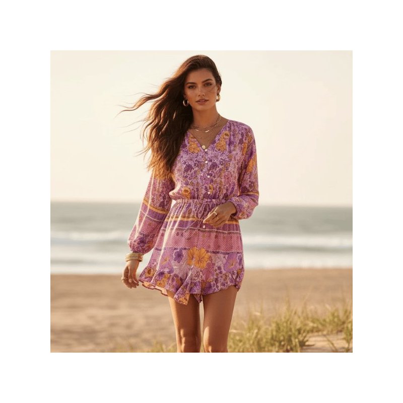 Wildflower Floral Romper with Long Sleeves