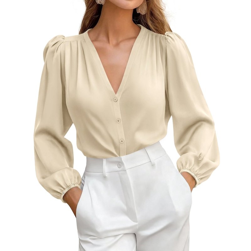 Satin Blouses for Women Dressy Casual Button Down Shirts | Lightweight Silk F...